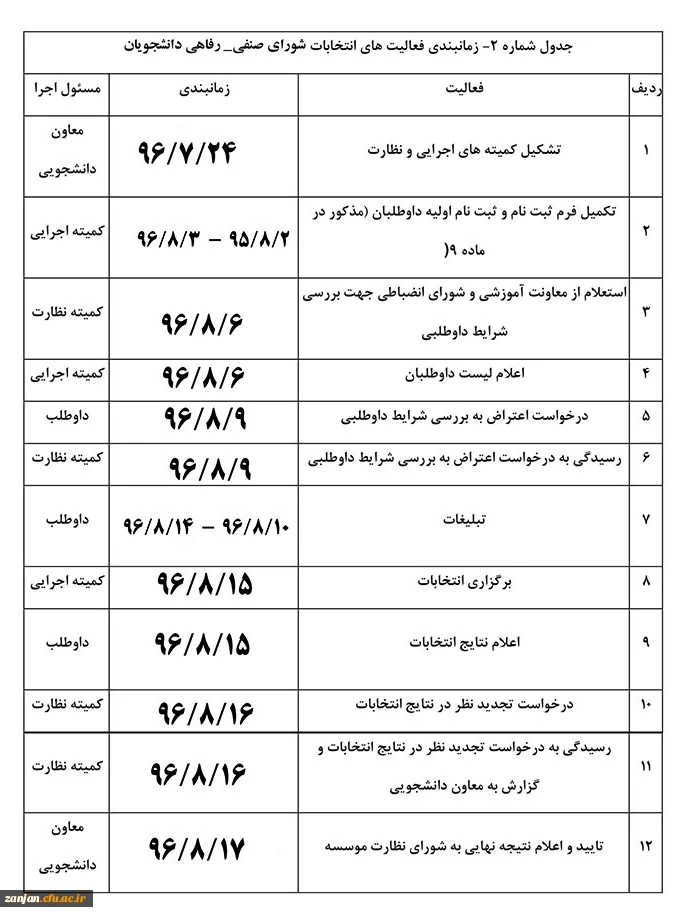 به همت امور دانشجویی و تربیت بدنی پردیس  الزهرا(س) منتشر شد:

زمانبندی برگزاری شورای صنفی و رفاهی دانشجویان  2