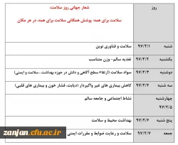 یکم تا هفتم اردیبهشت  هفته سلامت   گرامی باد:

شعار هفته سلامت سال ۱۳۹۷ “پوشش همگانی، برای همه و هر کجا”  2