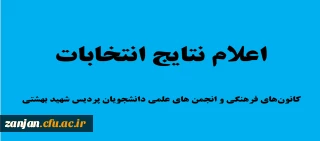 با شمارش آراء انتخابات اعلام شد:

اسامی اعضای شورای مرکزی کانون های فرهنگی و انجمن های علمی پردیس شهید بهشتی زنجان