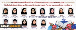 به گزارش روابط عمومی دانشگاه فرهنگیان استان زنجان:

راهیابی هشت نفر از دانشجو معلمان پردیس الزهرا(س)زنجان به مرحله ملی سی و هشتمین جشنواره قرآن و عترت دانشگاه های سراسر کشور